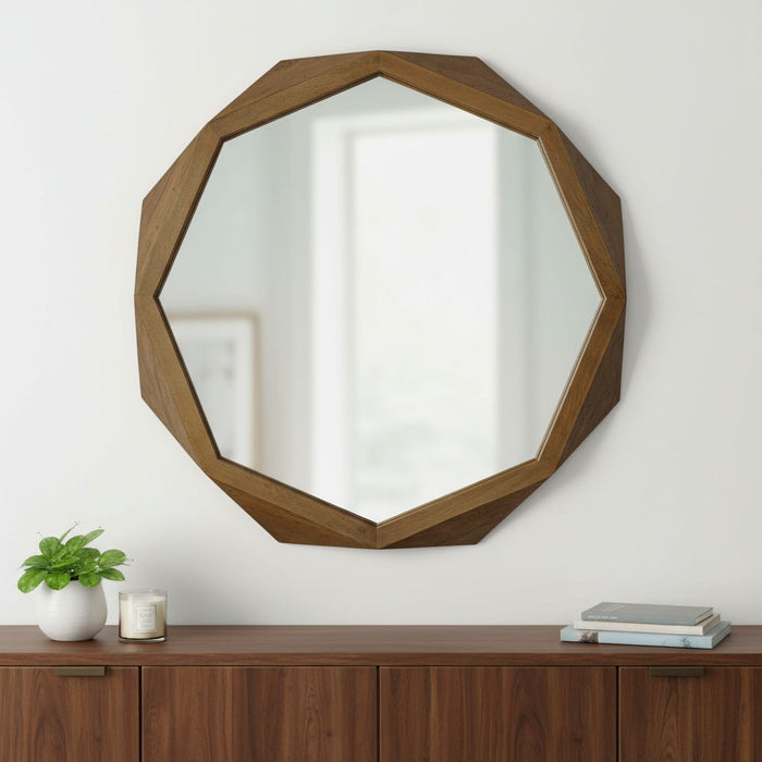 41" Octagon Frame Wall Mirror - Brown