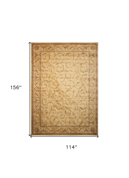 10' X 13' Floral Non Skid Area Rug (551351) - Ivory / Gold
