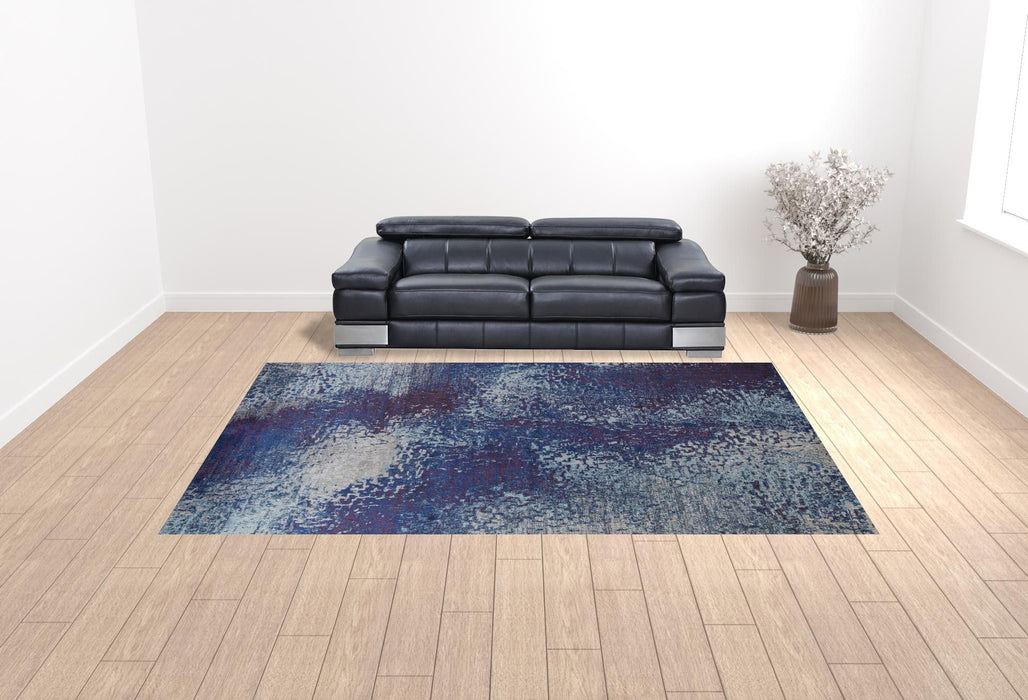 10' x 14' Abstract Power Loom Stain Resistant Area Rug - Blue Purple And Ivory