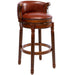 Giga 29.5-inch cow top wooden bar stool with backrest, swivel seat, suitable for kitchen counters, bar height 28-30 inches