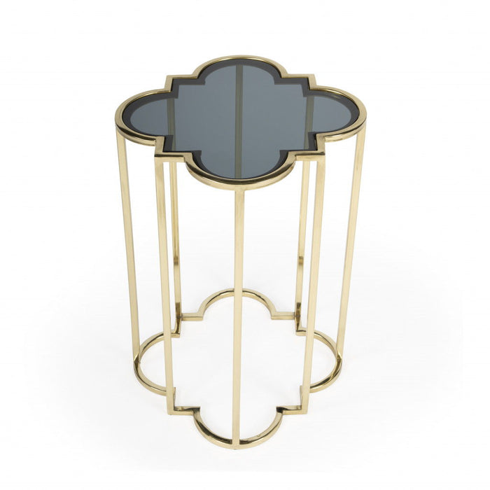 Glass Free Form End Table - Gold And Black