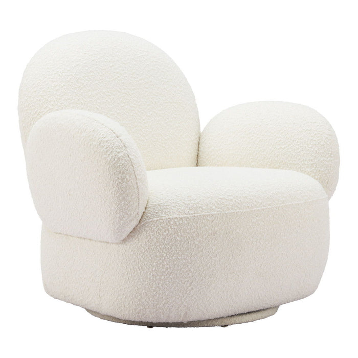 35" Modern Upholstered Swivel Arm Chair - White