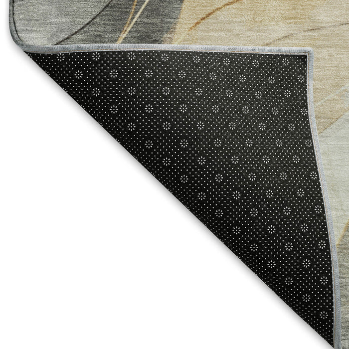 10' X 14' Abstract Washable Area Rug With UV Protection (696596) - Gray / Silver / Coral