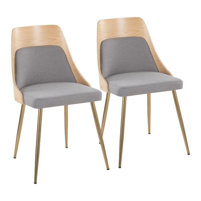 Anabelle - Dining / Accent Chair (Set of 2) - Gold Metal, Natural Wood