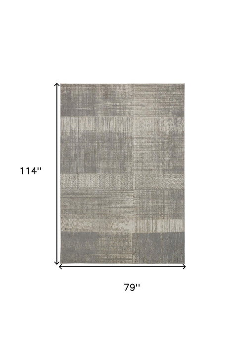 7' x 10' Abstract Stain Resistant Area Rug - Gray And Ivory