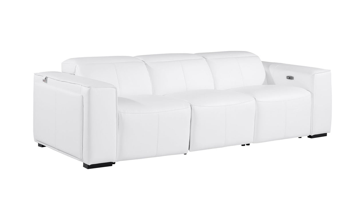 Top Grain Leather Reclining Metal USB Sofa (720390) - White
