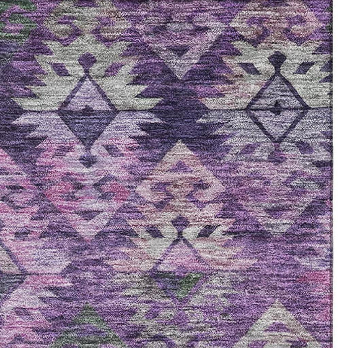 10' X 14' Washable Area Rug With UV Protection (695618) - Eggplant / Lavender / Gray
