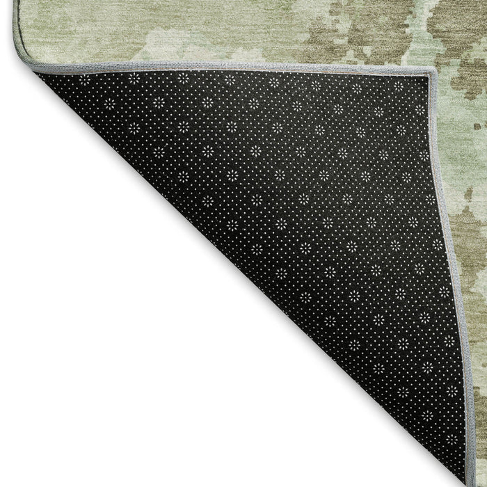 10' X 14' Abstract Washable Area Rug With UV Protection (693330) - Artichoke Green / Ivory / Sage