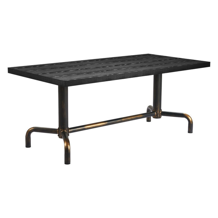 71" Wood And Steel Trestle Base Dining Table - Black
