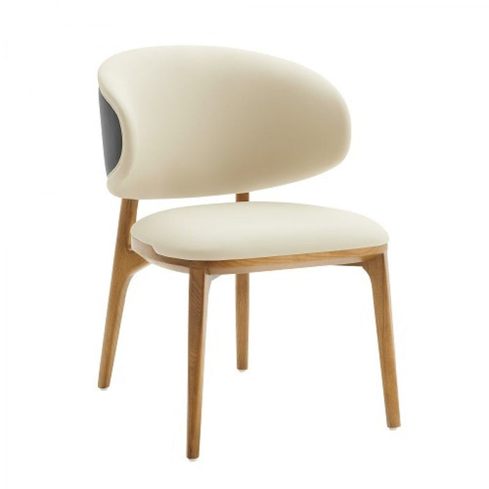 Upholstered Fabric Wing Back Dining Side Chair - Cream