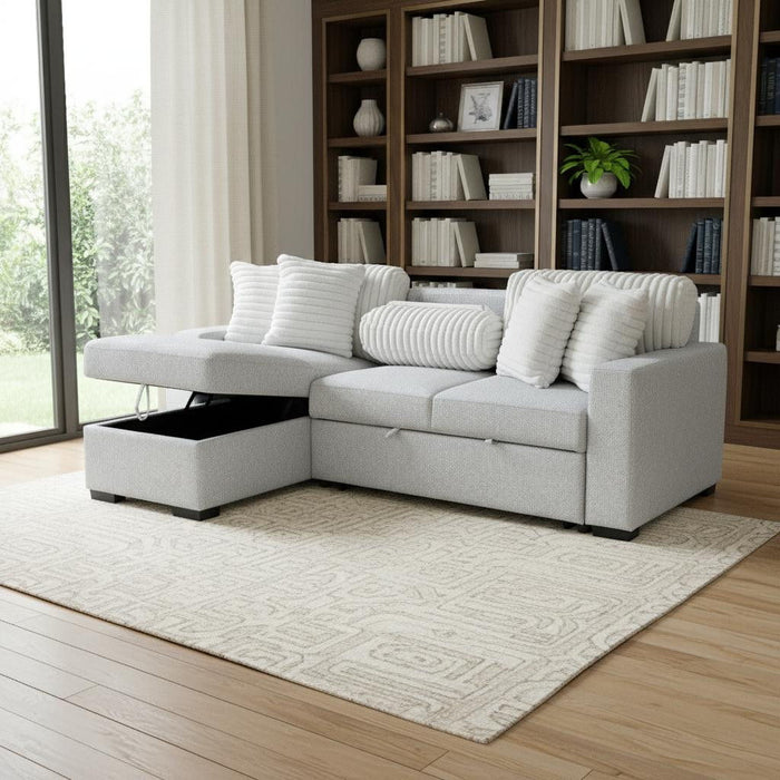 Sleeper USB Sofa Toss Pillow With Black Legs - Gray / White