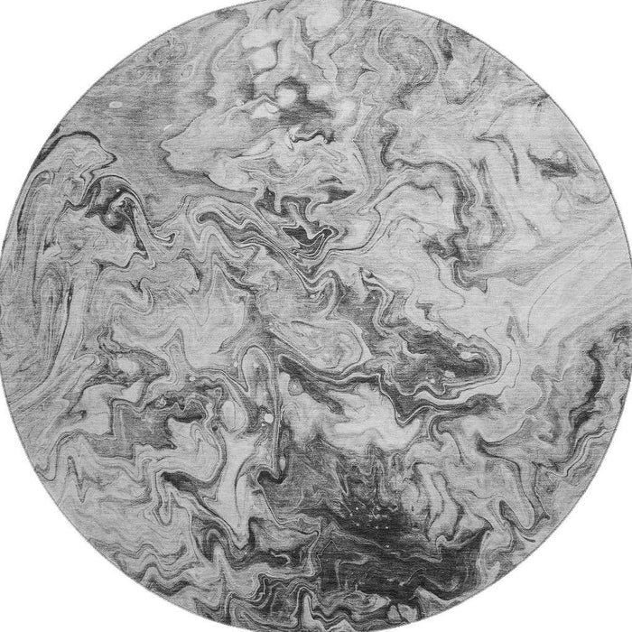 8' Abstract Washable Round Rug With UV Protection (650953) - Gray / Ivory