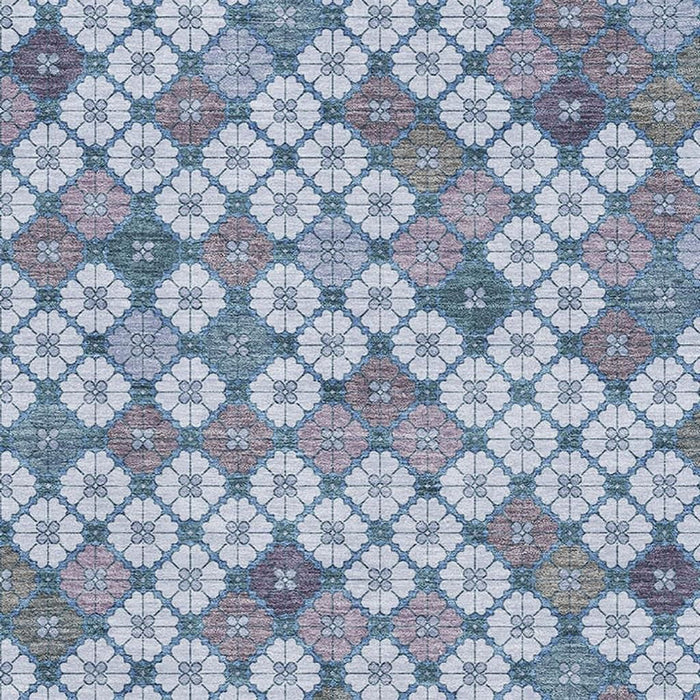 10' X 14' Geometric Washable Area Rug With UV Protection (705323) - Sky Blue / Teal / Lavender
