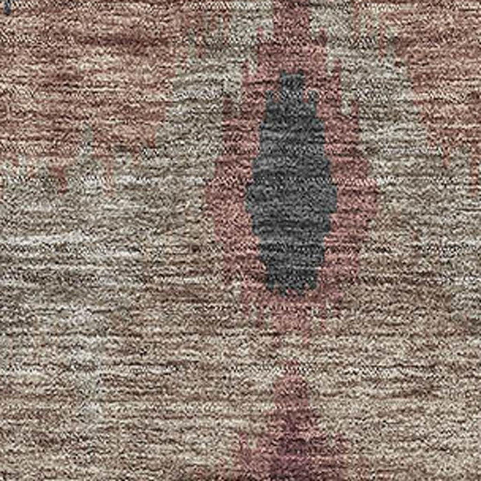 8' X 10' Ikat Washable Area Rug With UV Protection - Burgundy
