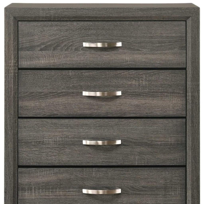 Wood Five Drawer Chest - Gray