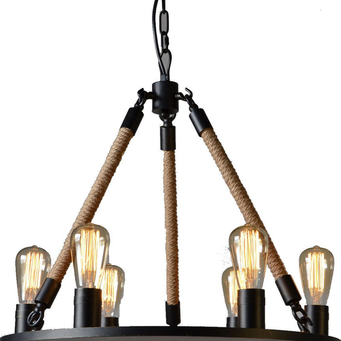 Unique Statement Six Light Metal Chandelier - Brown / Black