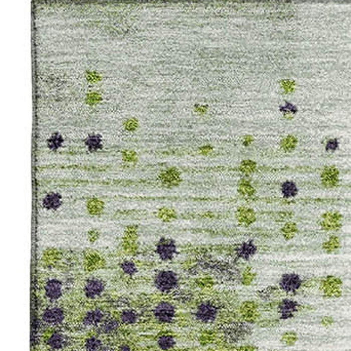 10' X 14' Geometric Washable Area Rug With UV Protection (710408) - Artichoke Green / Eggplant