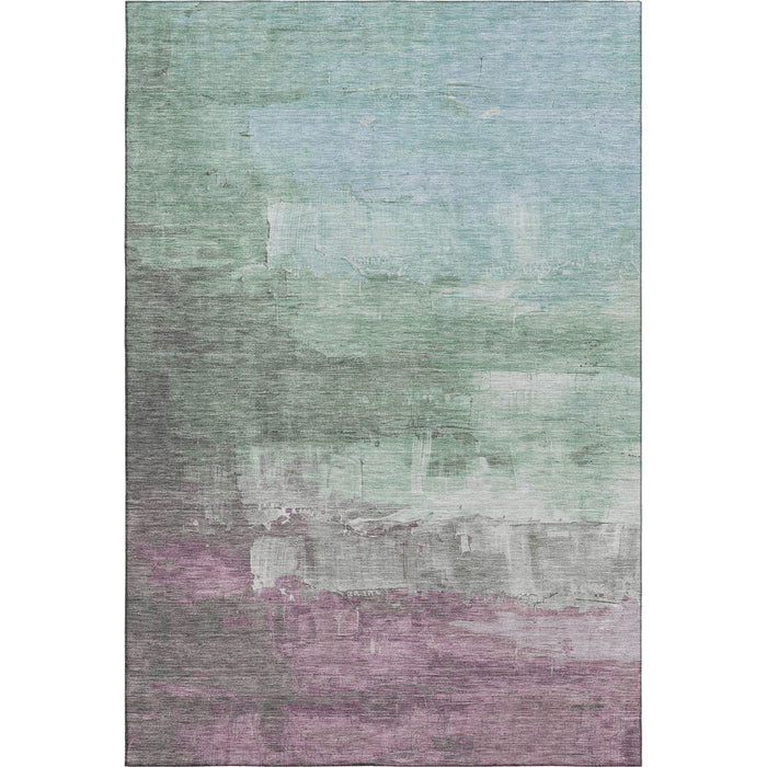 10' X 14' Abstract Washable Area Rug With UV Protection (693900) - Artichoke Green / Pale Aqua / Blush