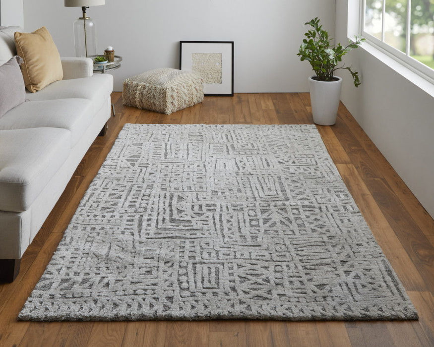 10' x 13' Geometric Stain Resistant Area Rug - Gray And Silver