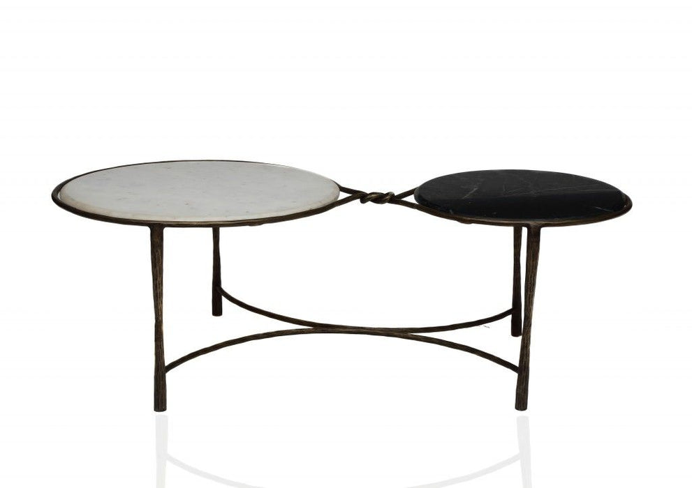 Mid Century Dual Rim Coffee Table - Black and White