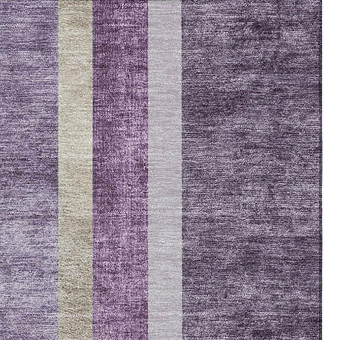 10' X 14' Geometric Washable Area Rug With UV Protection (647920) - Purple / Khaki