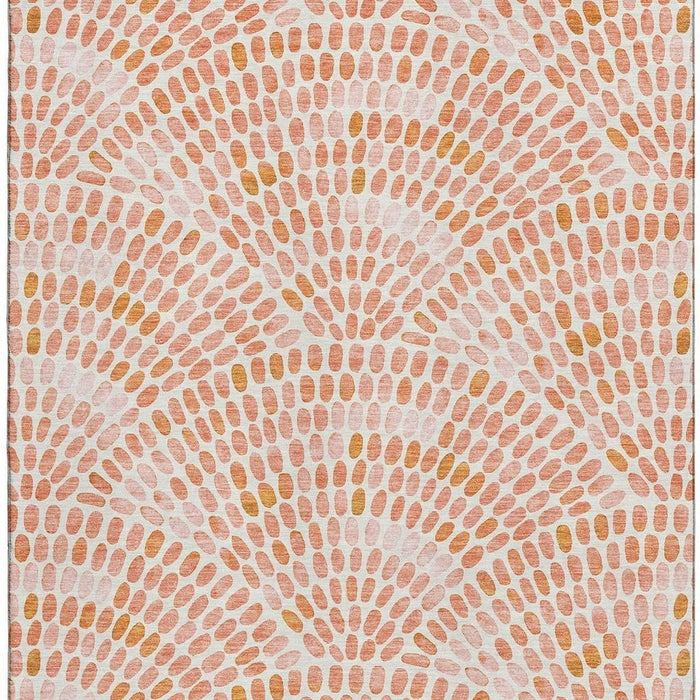 10' X 14' Geometric Washable Area Rug With UV Protection (645840) - Peach / Ivory