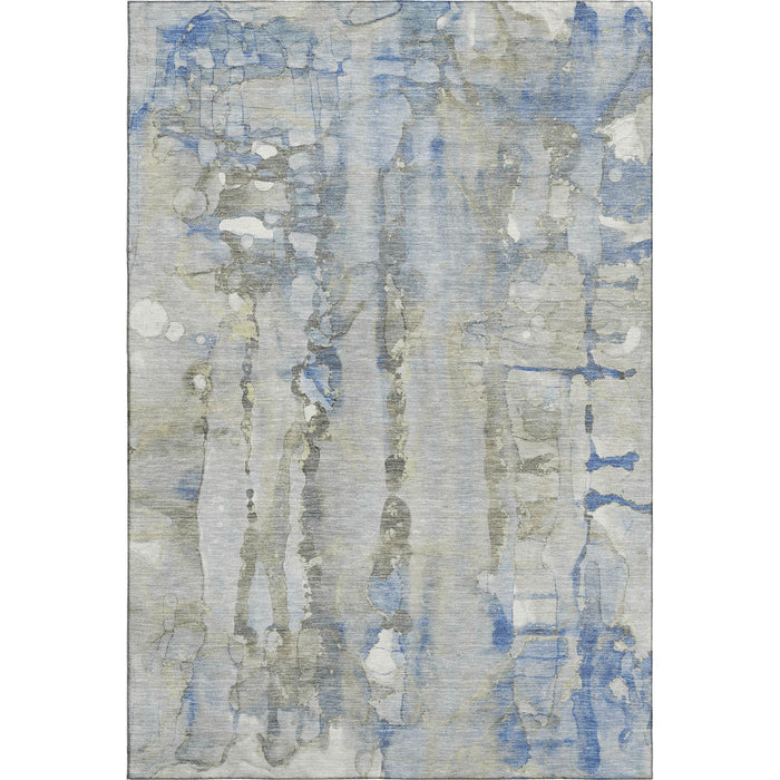 10' X 14' Abstract Washable Area Rug With UV Protection (718526) - Sky Blue / Gray