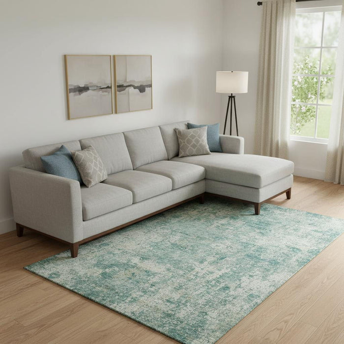 10' X 14' Abstract Washable Area Rug With UV Protection (716797) - Teal / Beige