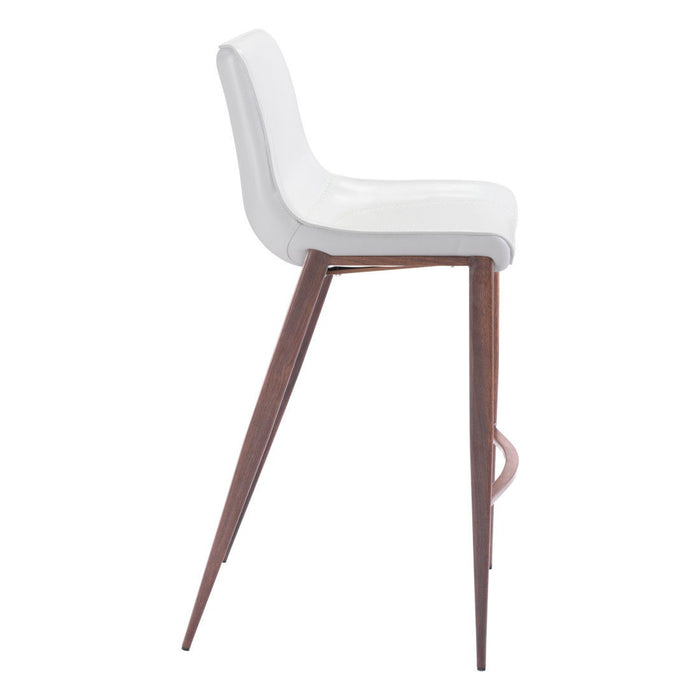30" Steel Low Back Bar Height Bar Chairs (Set of 2) - White And Brown