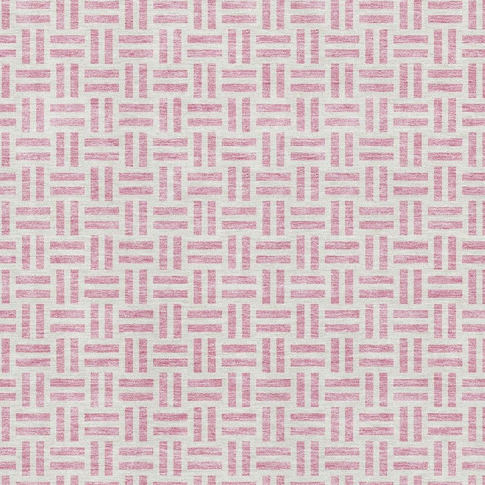 10' X 14' Geometric Washable Area Rug With UV Protection (677267) - Pink / Ivory
