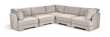 Meridian Furniture Hammond velvet performance fabric 5-piece corner sectional sofa with plush upholstery and modern design.