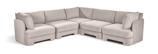 Meridian Furniture Hammond velvet performance fabric 5-piece corner sectional sofa with plush upholstery and modern design.