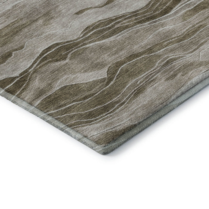 10' X 14' Striped Washable Area Rug With UV Protection (692505) - Brown / Beige