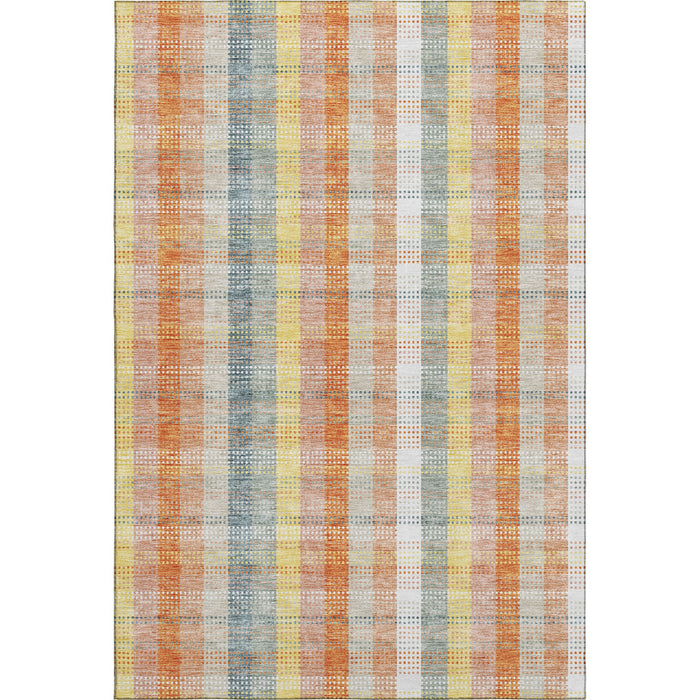 10' X 14' Plaid Washable Area Rug With UV Protection (676476) - Peach / Ivory / Yellow