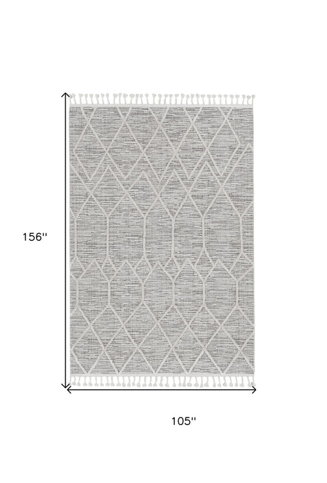 9' x 13' Machine Woven Geometric Indoor Area Rug - Ivory Gray