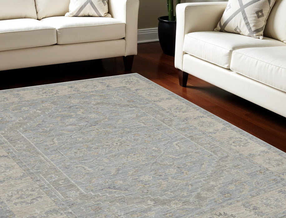 8' X 10' Floral Power Loom Area Rug - Teal And Ivory