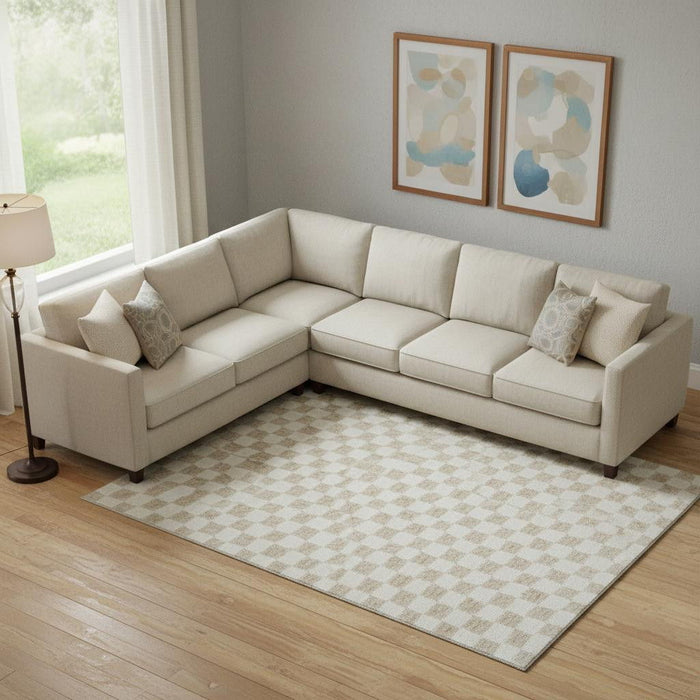 10' X 14' Geometric Washable Area Rug With UV Protection (709366) - Beige / Ivory