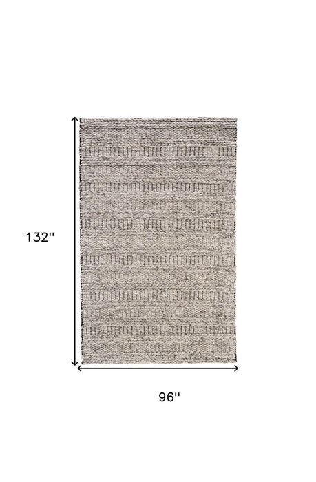 8' x 11' Wool Tribal Hand Woven Area Rug - Gray And Ivory