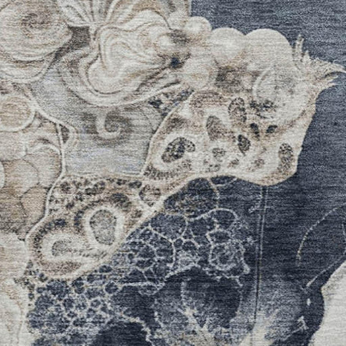 10' X 14' Abstract Washable Area Rug With UV Protection (706109) - Ivory / Blue