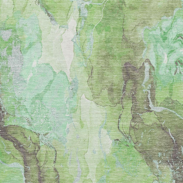 10' X 14' Abstract Washable Area Rug With UV Protection (701311) - Green / Charcoal