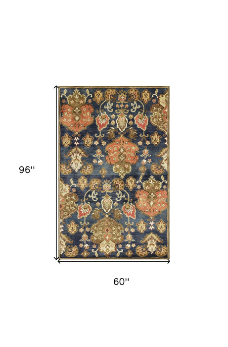 60" x 96" Wool Rug - Navy