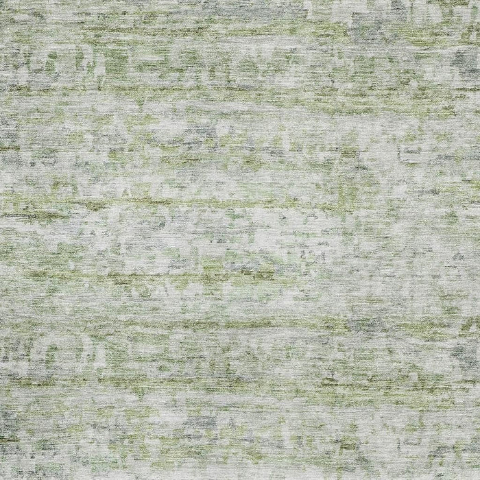 10' X 14' Striped Washable Area Rug With UV Protection (685361) - Artichoke Green / Gray