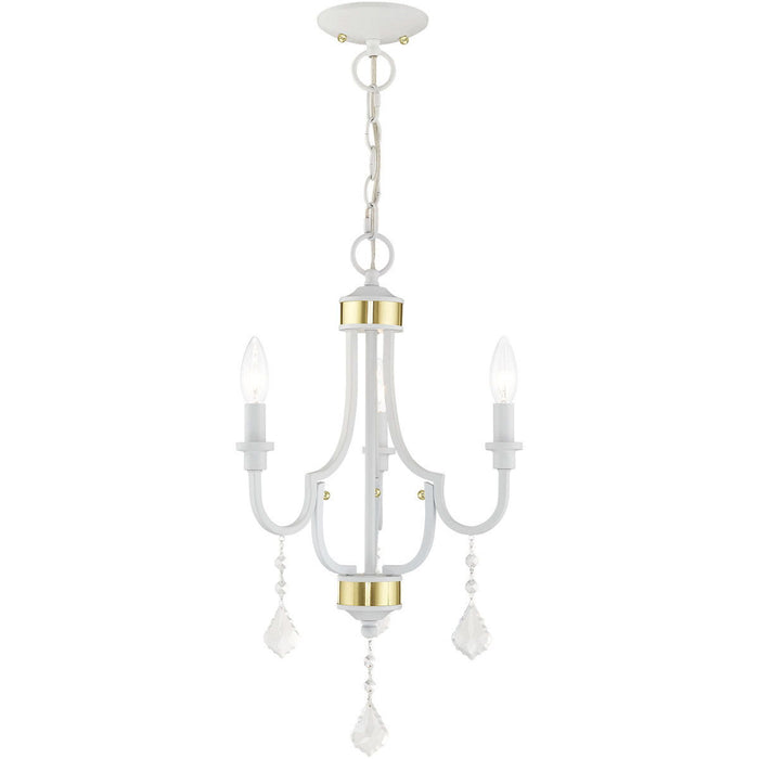 22" Three Light Dimmable Chandelier With Shades - White
