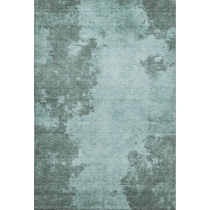 10' X 14' Abstract Washable Area Rug With UV Protection (707587) - Teal / Gray