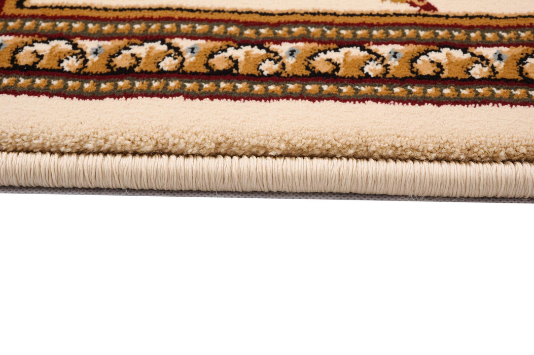7.8' x 10.7' Oriental Power Loom Area Rug - Beige And Ivory