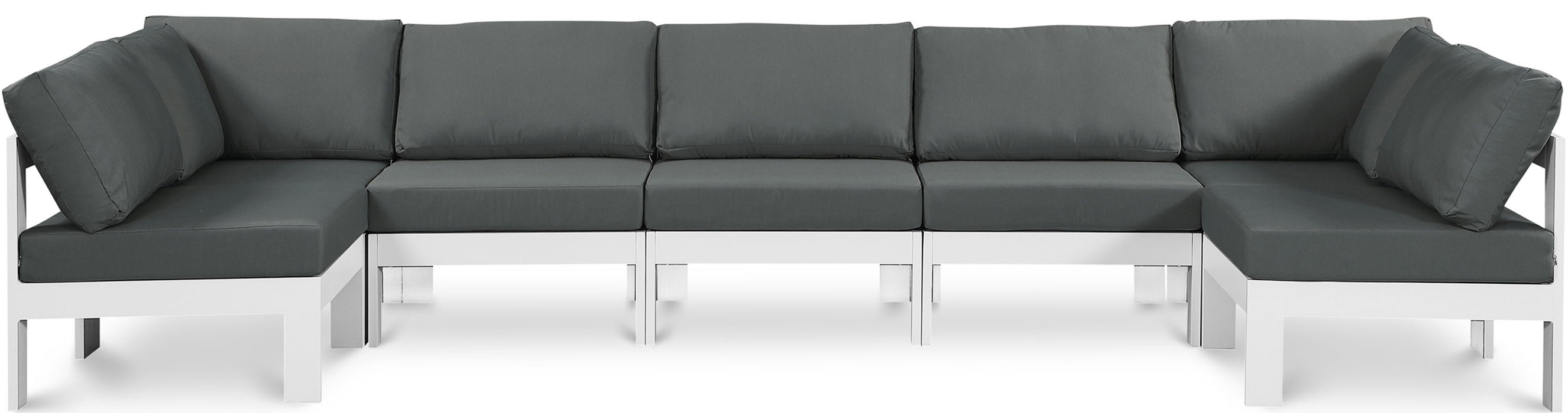 Nizuc - Outdoor Patio 7 Piece Modular Sectional With White Frame