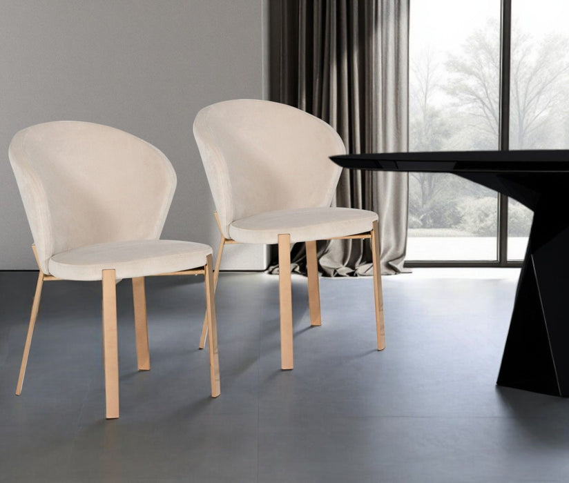 Upholstered Velvet Wing Back Dining Side Chairs (Set of 2) - Beige