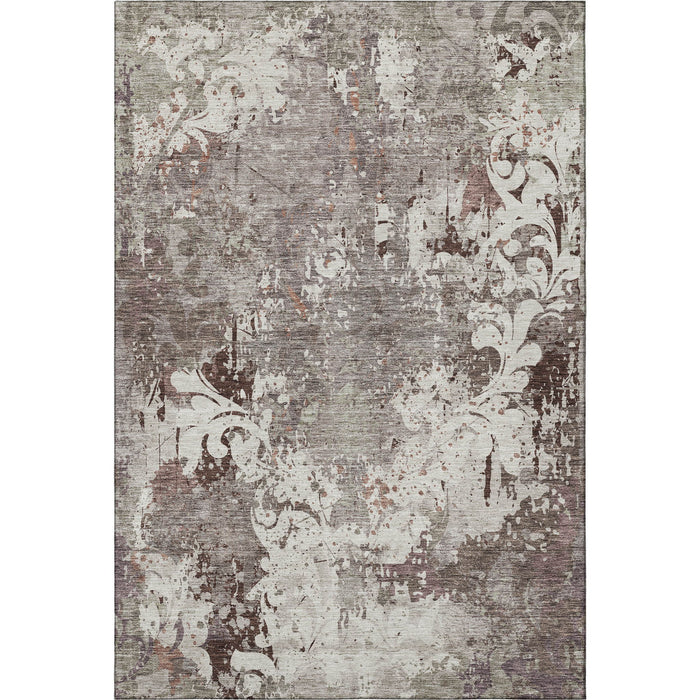 10' X 14' Damask Washable Area Rug With UV Protection (674377) - Taupe / Beige / Gray