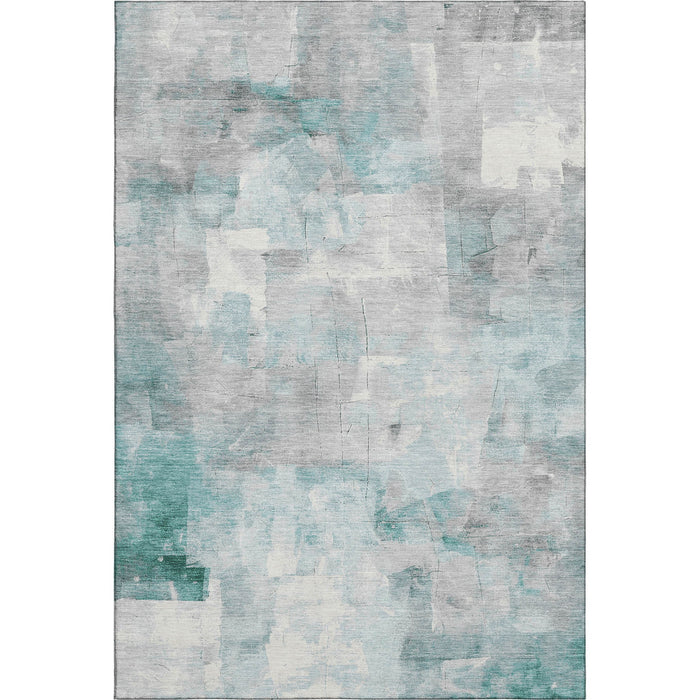 10' X 14' Abstract Washable Area Rug With UV Protection (697530) - Teal / Gray / Silver