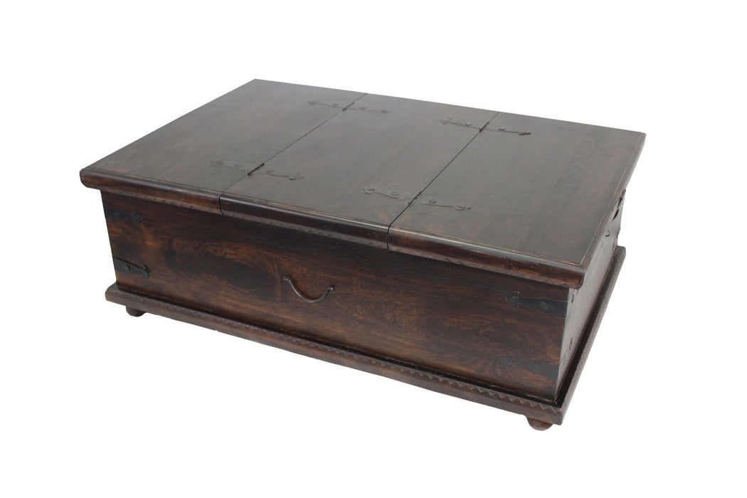 Solid Wood Distressed Lift Top Coffee Table - Brown